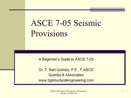 ASCE 7-05 Seismic Provisions