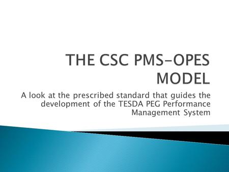 A look at the prescribed standard that guides the development of the TESDA PEG Performance Management System.