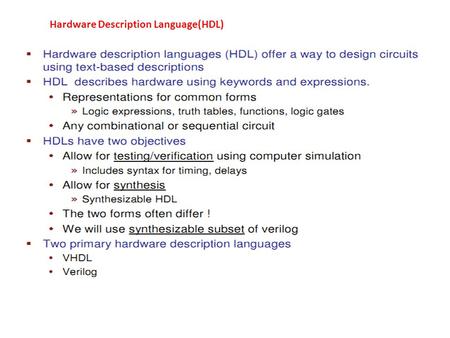Hardware Description Language(HDL). Verilog simulator was first used beginning in 1985 and was extended substantially through 1987. The implementation.