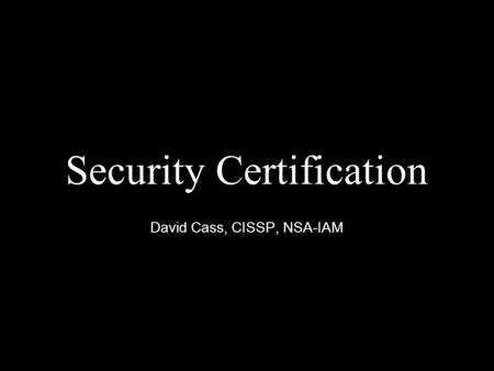 Security Certification