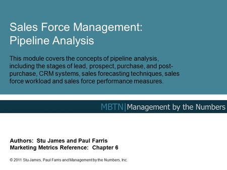 Sales Force Management: Pipeline Analysis
