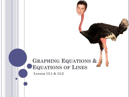 G RAPHING E QUATIONS & E QUATIONS OF L INES Lesson 13.1 & 13.2.