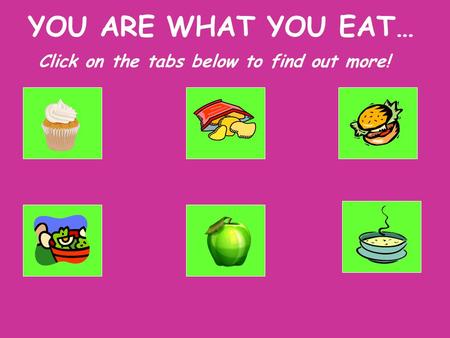 YOU ARE WHAT YOU EAT… 123 4 Click on the tabs below to find out more!