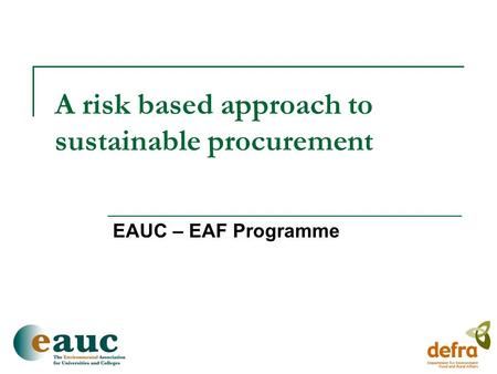A risk based approach to sustainable procurement