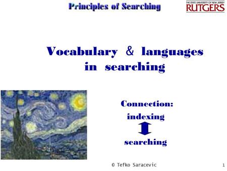 Vocabulary & languages in searching