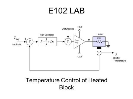E102 LAB Temperature Control of Heated Block. Temperature Controller Specifications Design, simulate and test a control system for temperature control.