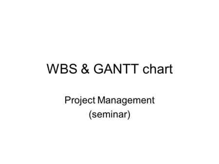 Project Management (seminar)