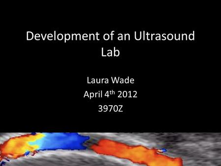 Development of an Ultrasound Lab Laura Wade April 4 th 2012 3970Z.