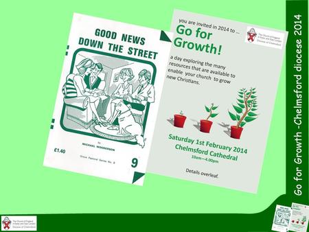 Go for Growth -Chelmsford diocese 2014. Alpha Christianity Explored Good News down the Street Youth and Children's Nurture Puzzling Questions / Table.