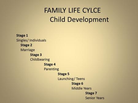 FAMILY LIFE CYLCE Child Development