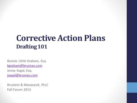 Corrective Action Plans Drafting 101