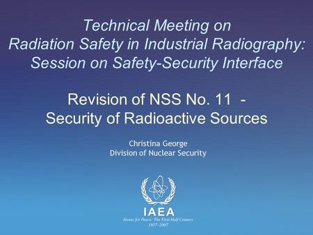 Revision of NSS No Security of Radioactive Sources
