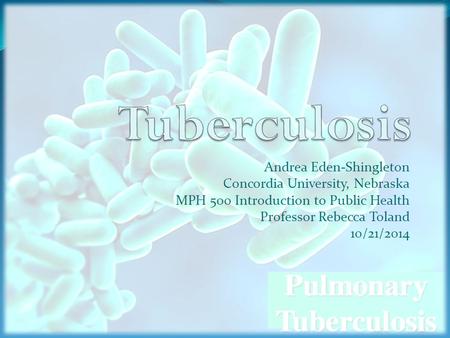 Tuberculosis Andrea Eden-Shingleton Concordia University, Nebraska