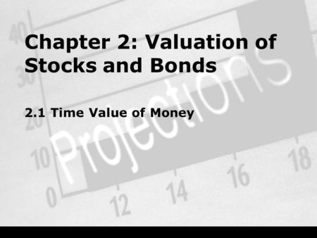 Chapter 2: Valuation of Stocks and Bonds 2.1 Time Value of Money.