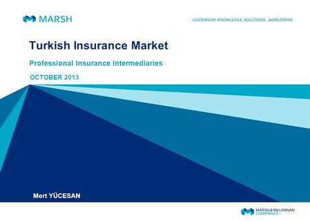 Turkish Insurance Market Professional Insurance Intermediaries Mert YÜCESAN OCTOBER 2013.