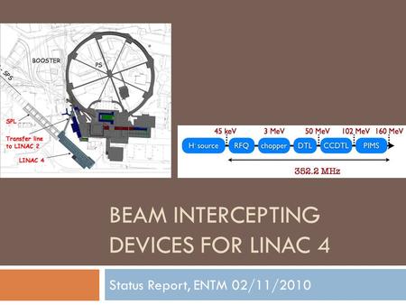 Status Report, ENTM 02/11/2010 BEAM INTERCEPTING DEVICES FOR LINAC 4.