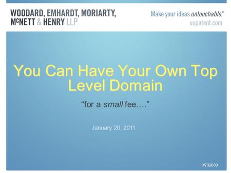 You Can Have Your Own Top Level Domain “for a small fee….” January 20, 2011 #732030.