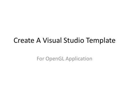 Create A Visual Studio Template