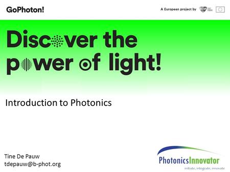 Tine De Pauw Introduction to Photonics.