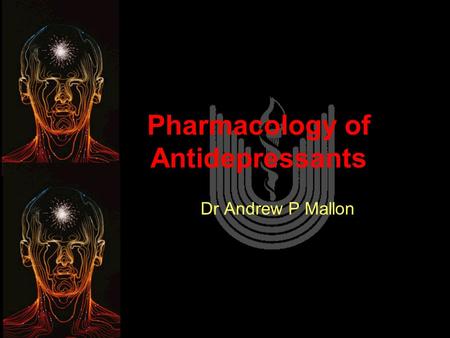 Pharmacology of Antidepressants Dr Andrew P Mallon.