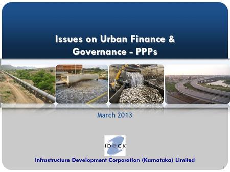 Issues on Urban Finance & Governance - PPPs