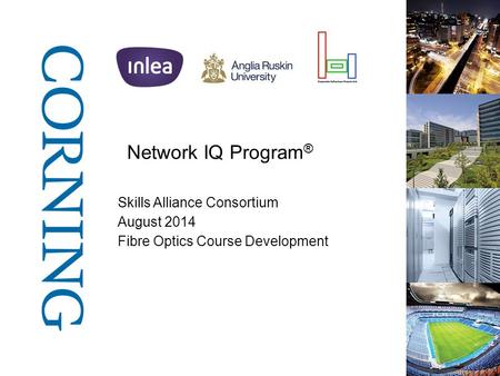 Network IQ Program ® Skills Alliance Consortium August 2014 Fibre Optics Course Development.