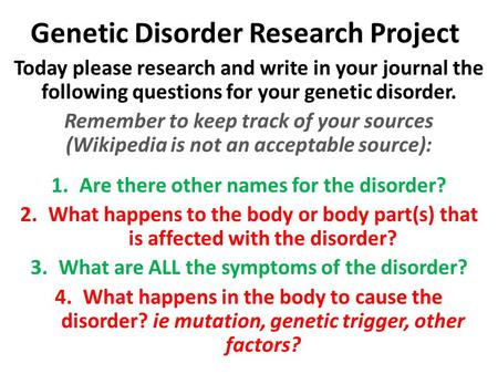 Genetic Disorder Research Project