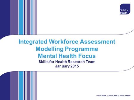 Integrated Workforce Assessment Modelling Programme Mental Health Focus Skills for Health Research Team January 2015.