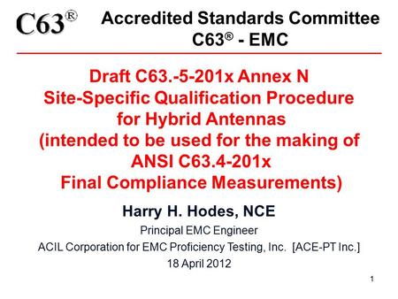 Accredited Standards Committee C63® - EMC