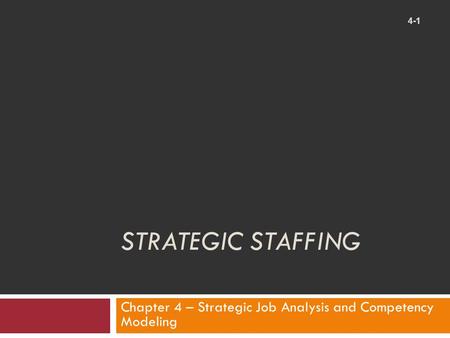Chapter 4 – Strategic Job Analysis and Competency Modeling