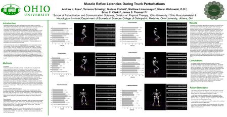Muscle Reflex Latencies During Trunk Perturbations Andrew J. Ross 1, Terrence Schwing 1, Malissa Corbett 1, Matthew Linsenmayer 1, Stevan Walkowski, D.O.