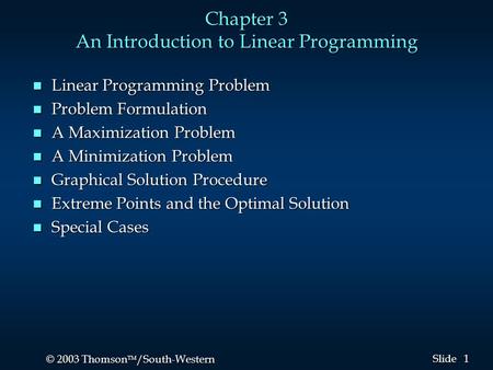 Chapter 3 An Introduction to Linear Programming