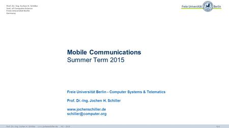 Mobile Communications Summer Term 2015