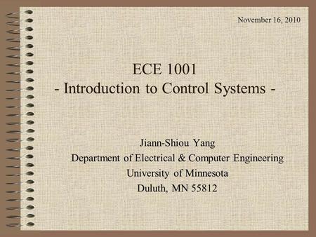 ECE Introduction to Control Systems -