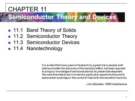 CHAPTER 11 Semiconductor Theory and Devices