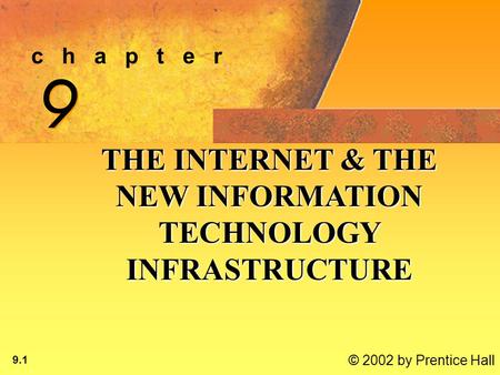 © 2002 by Prentice Hall 9.1 c h a p t e r 9 9 THE INTERNET & THE NEW INFORMATION TECHNOLOGY INFRASTRUCTURE.