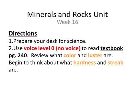 Minerals and Rocks Unit