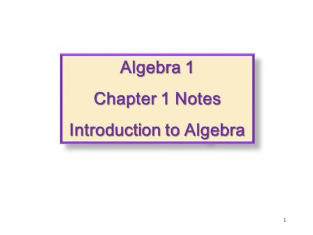 Introduction to Algebra