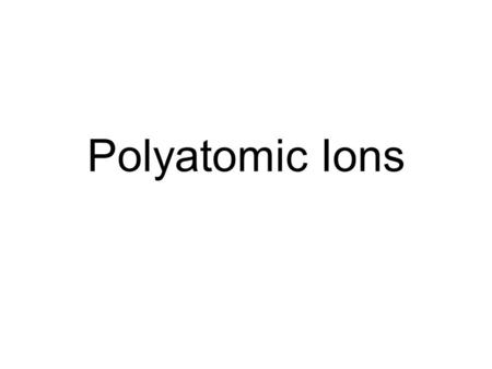 Polyatomic Ions. The Tylenol Murders of 1982 When you buy a bottle of cough syrup, eye drops, or nasal spray from your pharmacy, you probably notice the.