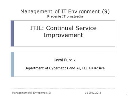 ITIL: Continual Service Improvement