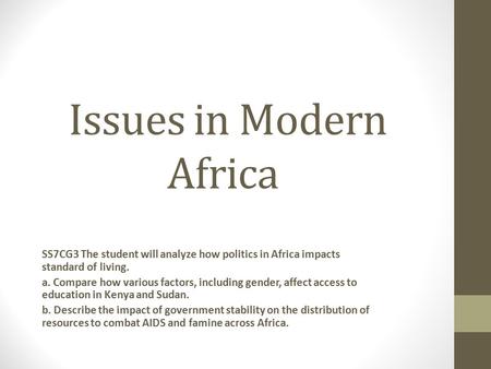 Issues in Modern Africa