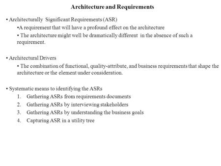 Architecture and Requirements