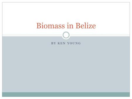 BY KEN YOUNG Biomass in Belize. What is Biomass? Organic material from plants and animals Wood, charcoal, biofuel, and everything in-between Used as energy.