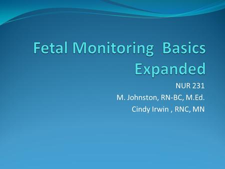 Fetal Monitoring Basics Expanded