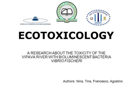 ECOTOXICOLOGY A RESEARCH ABOUT THE TOXICITY OF THE VIPAVA RIVER WITH BIOLUMINESCENT BACTERIA VIBRIO FISCHERI Authors: Nina, Tina, Francesco, Agostino.