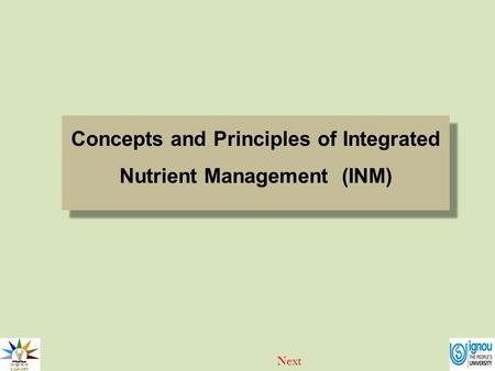 Concepts and Principles of Integrated Nutrient Management (INM)