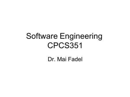 Software Engineering CPCS351