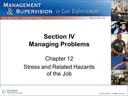 © 2012 Delmar, Cengage Learning Section IV Managing Problems Chapter 12 Stress and Related Hazards of the Job.