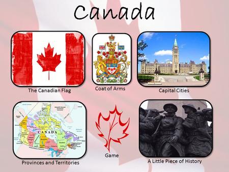 Canada The Canadian FlagCapital Cities Coat of Arms Provinces and Territories A Little Piece of History Game.