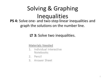 Solving & Graphing Inequalities